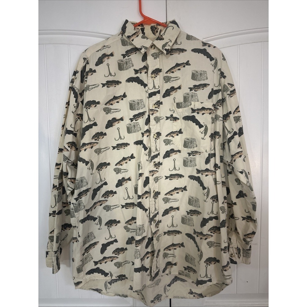 Northwest Territory, Men's Button Down Fish  Shirt Size XL